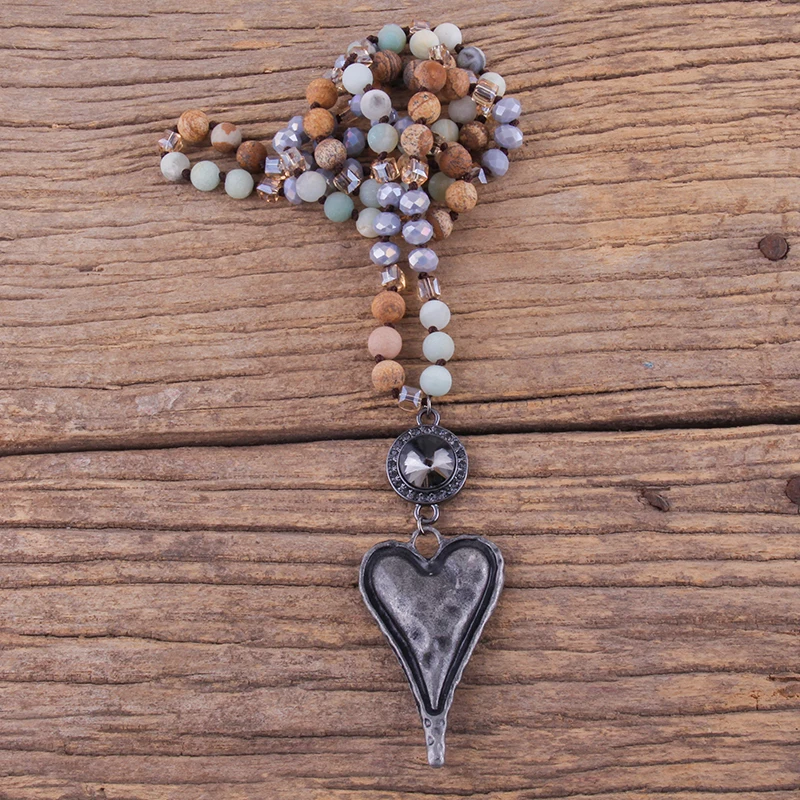 MOODPC модные богемные этнические ювелирные изделия каменная длинная цепь с узлом