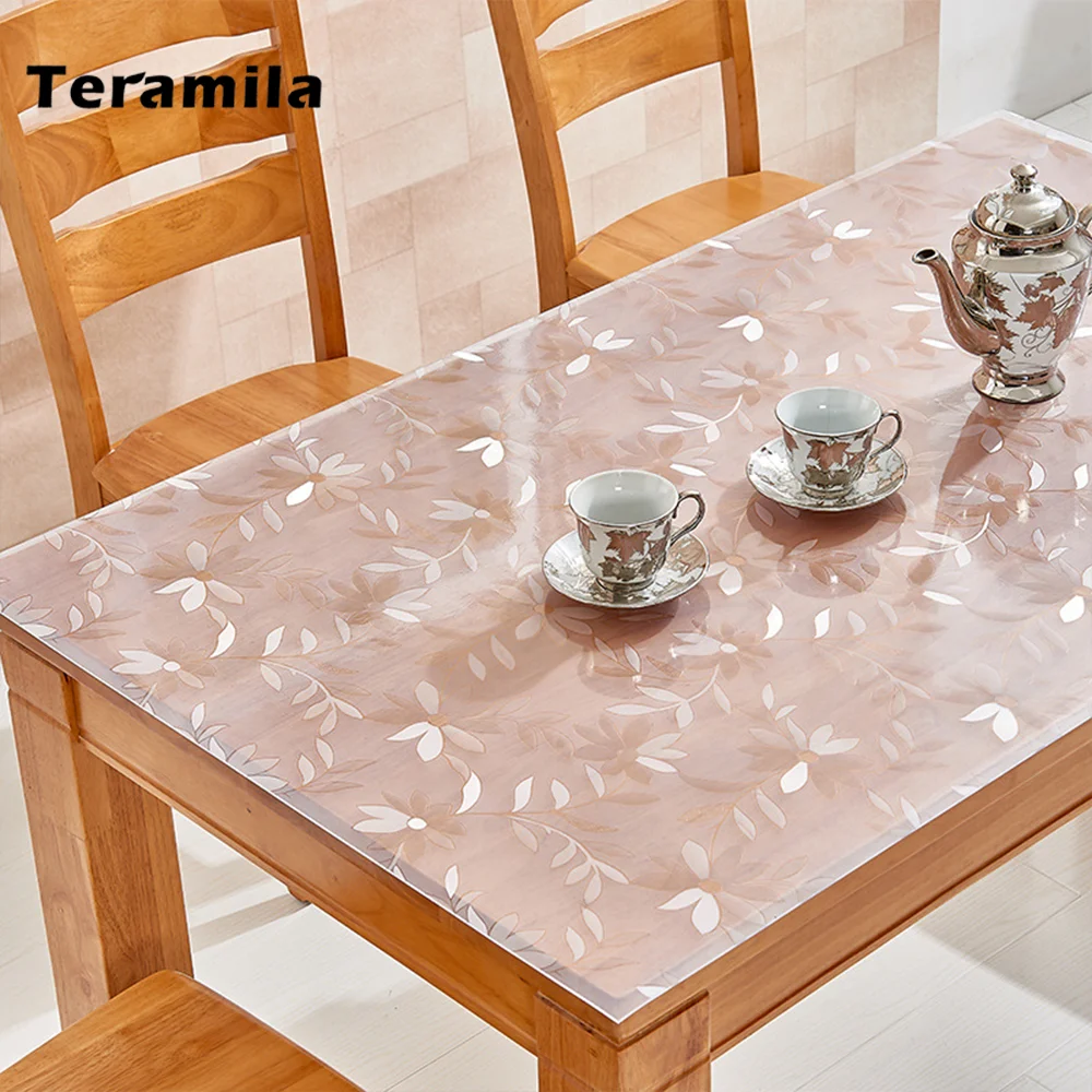 Teramila 1 5 мм мягкая стеклянная скатерть с принтом ПВХ прозрачная Водонепроницаемая