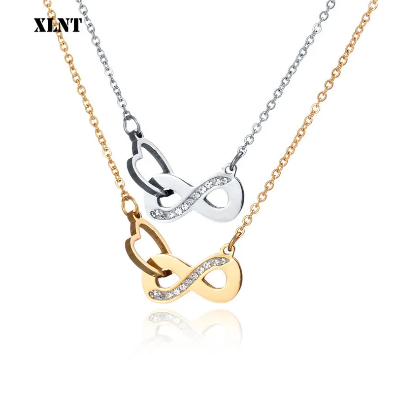 XLNT новинка миниатюрное Кристальное ожерелье с подвеской в виде бесконечности