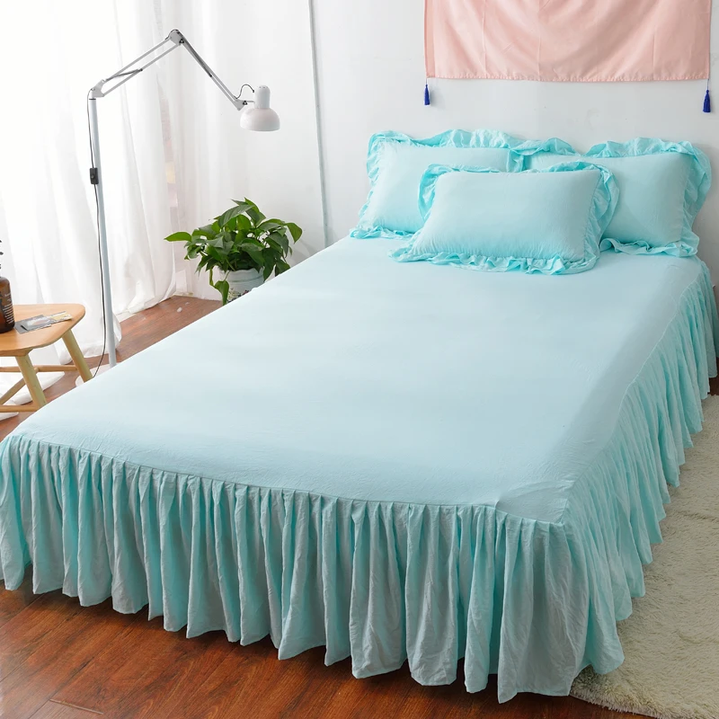 Washed Cotton Bed Skirt ( Without Pillowcase ) Fitted Sheet Comfortable Bedsheet King Queen Size Bedspread Mattress Cover | Дом и сад