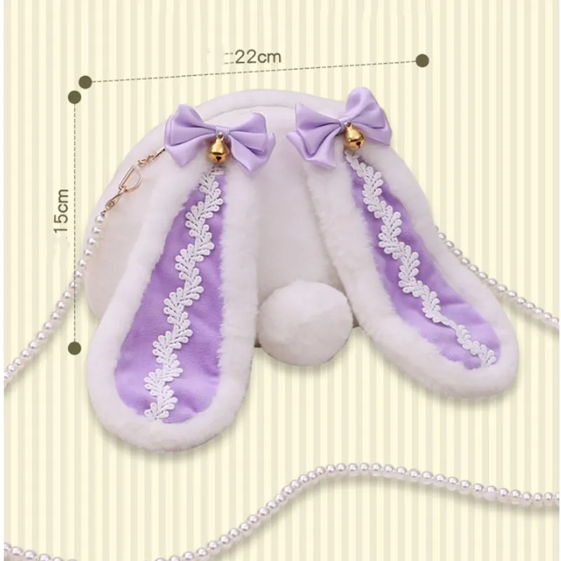 

Hand-Made Rabbit Package Lolita Xie Kua Bao Lo Mother Bag Cute Lori Rabbit Bear Doll Lace Bow Long Ear Rabbit doll Messenger bag