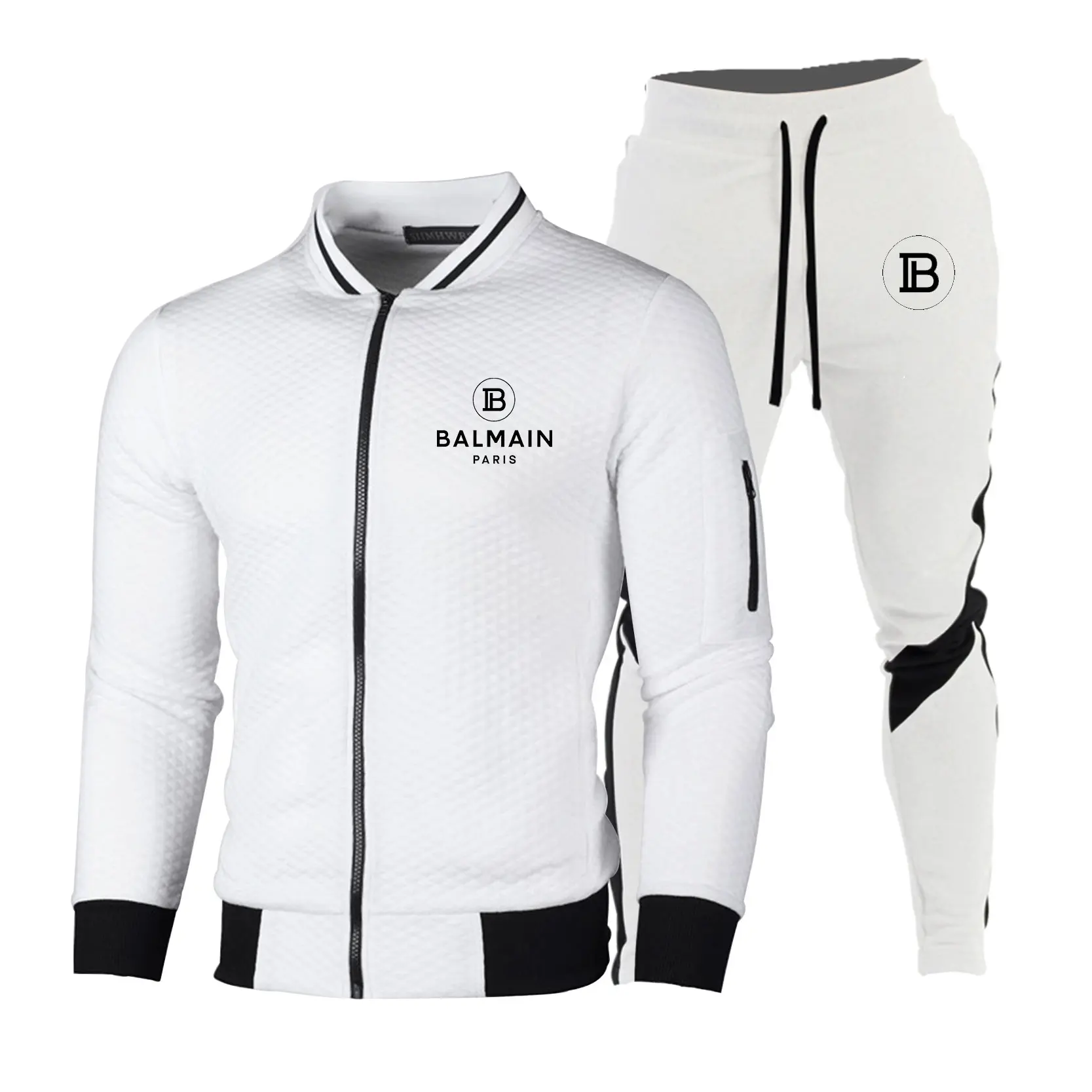 

New autumn and winter men's sets printed hoodie fleece zipper casual daily sweater men's 2021 sportswear suit men's tracksuit