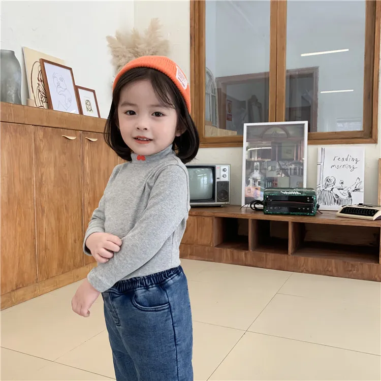 Осень-зима 2019 футболки с высоким воротником и принтом фруктов для мальчиков