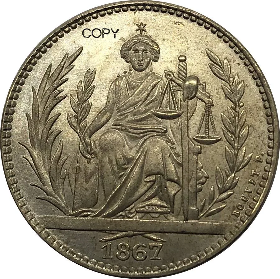 

Paraguay 4 Pesos 1867 Fuertes Gold Bouvet Pattern Coin Metal Brass Souvenir Collectible Copy Replica Coins