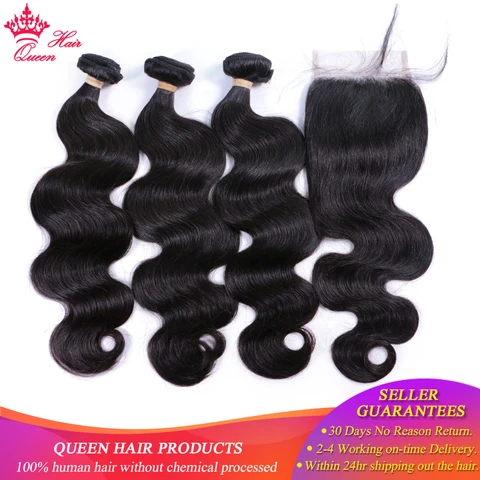 Burmese Hair Weave Bundles with Closure Virgin Human Raw Hair Extension Body Wave Bundles with Lace Closure Queen Hair Products