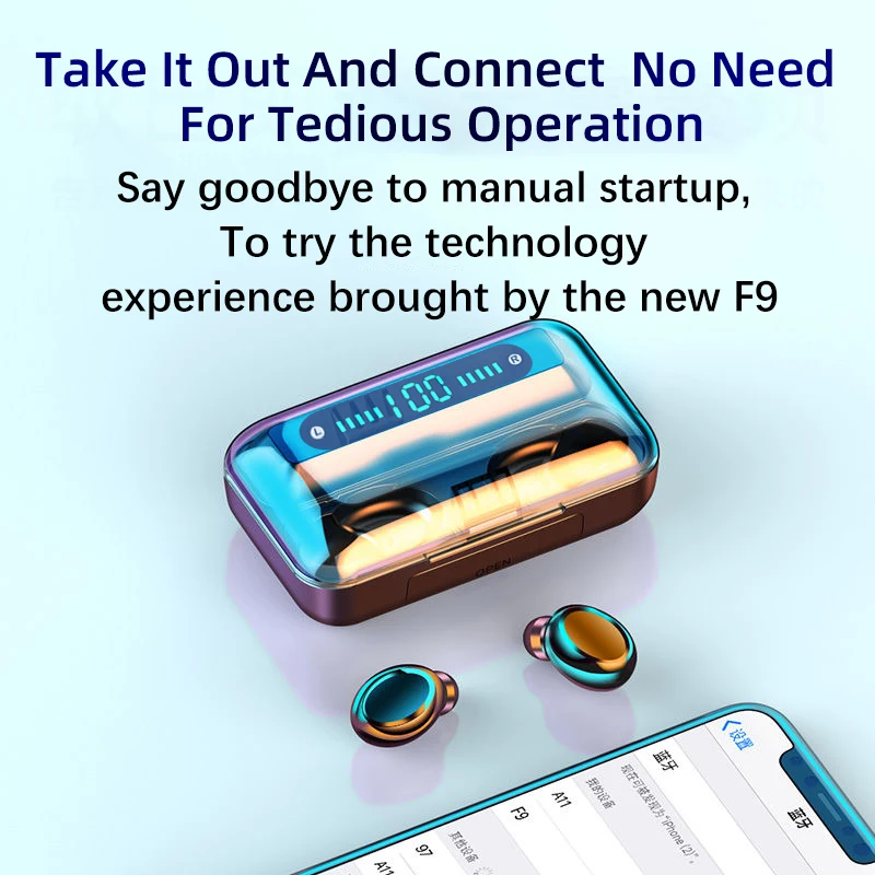 Наушники F9-V5.0 Bluetooth 5 0 TWS сенсорная гарнитура со сканером отпечатков пальцев Hi-Fi