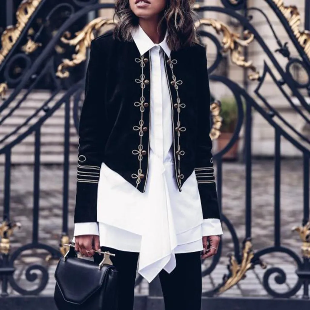 Женская мода Ретро стимпанк готическое военное пальто куртка Топ Кардиган