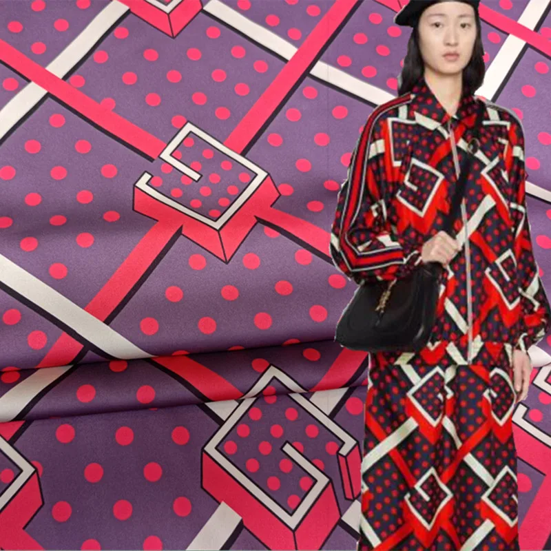 

Polyester fabric custom G pattern digital printing thin stretch decorative dress bed sheet pillowcase sewing material z5