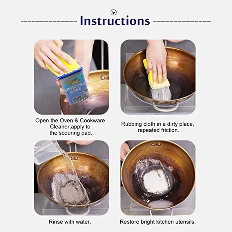 

500g/Bottle Oven&Cookware Cleaner Stainless Steel Cleaning Paste Multi-Purpose Cleaner&Polish Cleaning Gel for Removing Rust