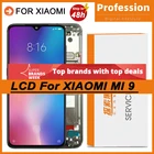 100% Оригинальный 6,39 ''AMOLED дисплей + рамка для Xiaomi Mi 9 ЖК-сенсорный экран дигитайзер Mi9 M1902F1G запасные части + Сервисный пакет