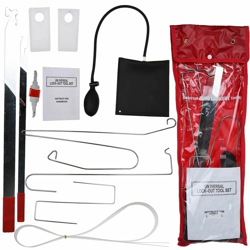 

10Pcs Car Door Open Tool Key Lock Out Emergency Kit Unlock + Air Pump Universal
