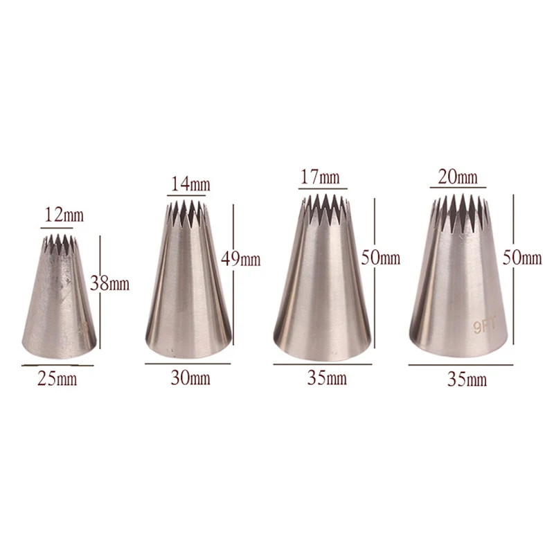 

4Pcs Large Icing Piping Nozzles Cake Baking Cookie Cupcake Piping Nozzle Decor