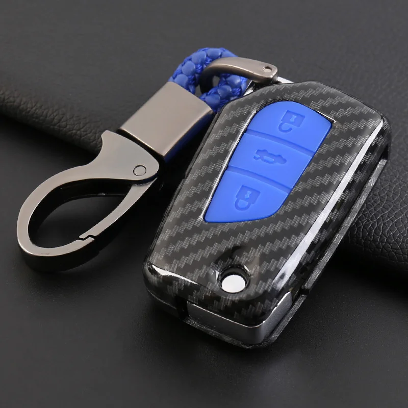 ABS углеродное волокно силикагель Автомобильный ключ защитный чехол для Toyota Auris