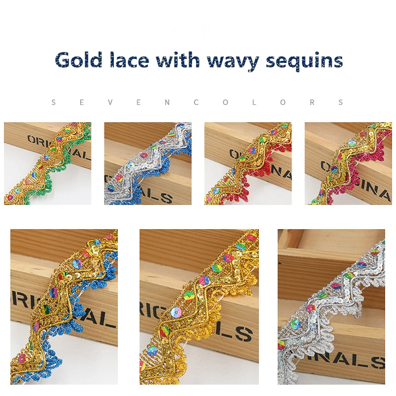 

10 Yards 3.5cm Wide Jinbo Bead Flower Edge Decoration Ethnic Clothing Wedding Dress DIY Crafts Handmade Sewing Accessories