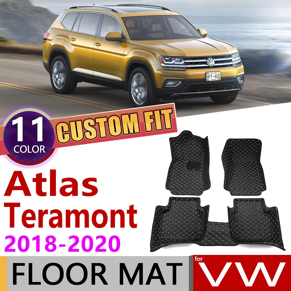 Кожаные автомобильные коврики на заказ для Volkswagen VW Atlas Teramont 6 7 мест 2018 2019 2020 авто