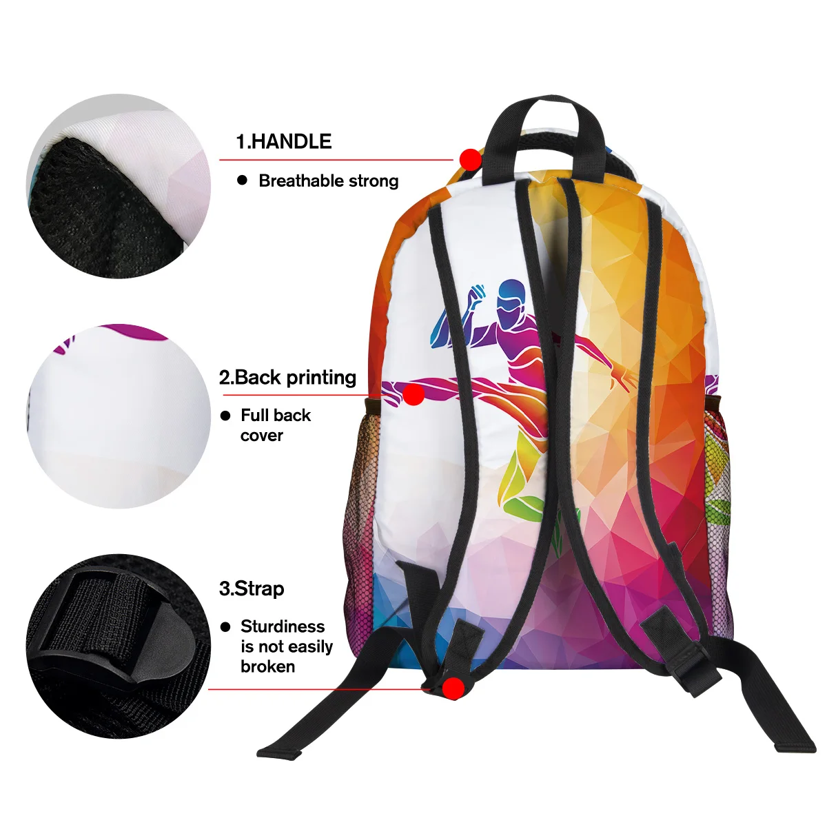Geometric Football Backpack College Students Wear Resistance Laptop Book Bag Casual Sports Bags School | Багаж и сумки