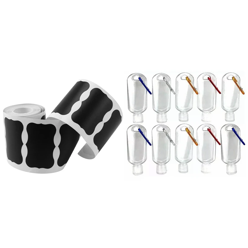 150 Pcs Spice Sticker Kitchen Jar Labels &amp 10PC 50Ml Portable Hand Sanitizers Bottles Press | Дом и сад