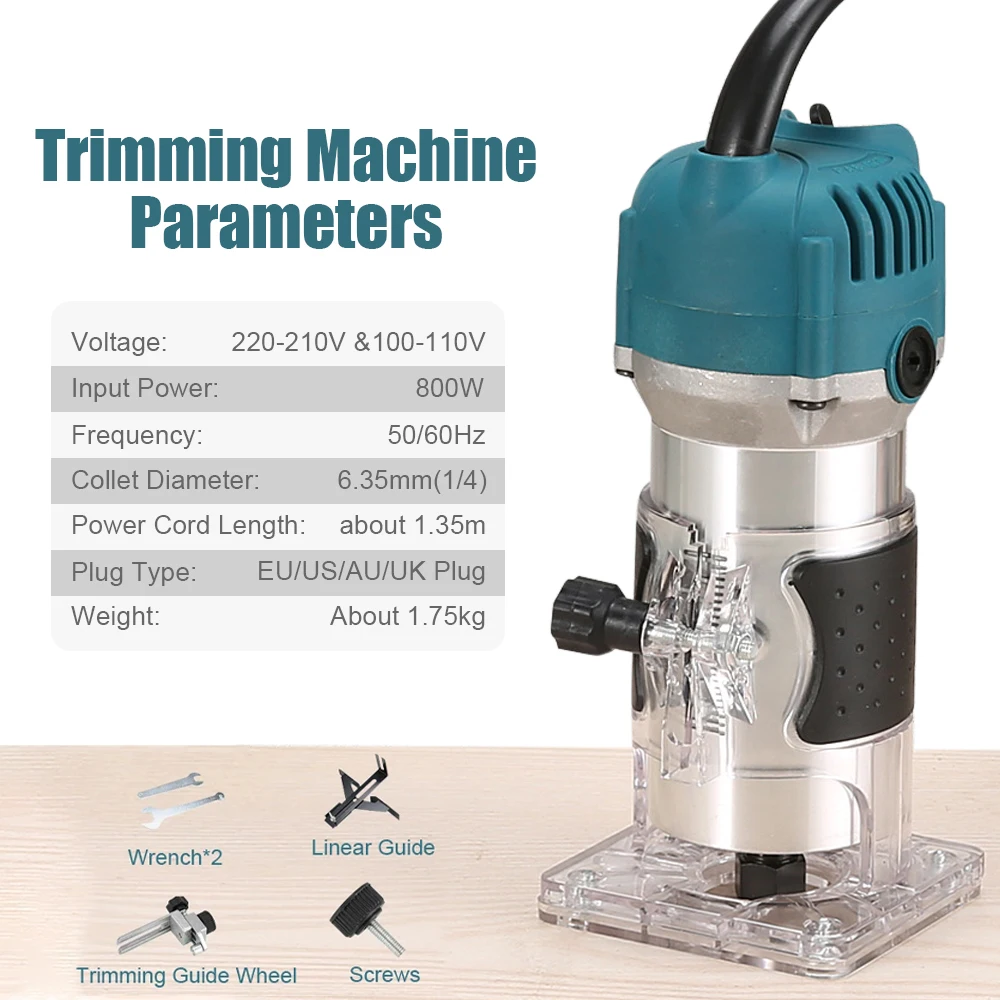 30000 RPM Wood Electric Trimmer Woodworking Wood Milling Electric Hand Trimmer Wood Laminator Router Edge Milling Machine
