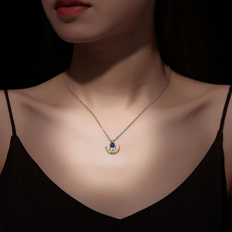 Модное ожерелье с подвеской в виде Луны и звезды кристаллом космический человек