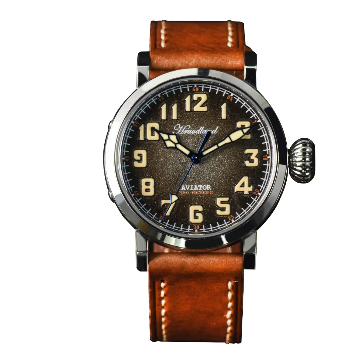 

Мужские часы-авиаторы Hruodland в стиле ретро, 43 мм, с коричневым циферблатом, из нержавеющей стали, с сапфировым стеклом, Автоматические Мужские...