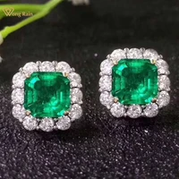 wong rain vintage 100 925 sterling silver emerald gemstone diamonds ear studs cocktail party earrings fine jewelry wholesale