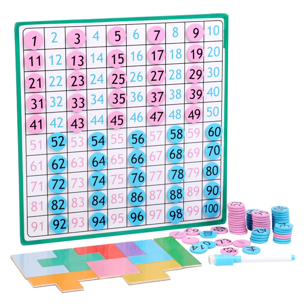 

Montessori Magnetic 1-100 Number Board Counting Game Math Teaching Aids Toys for Kids Age 3+