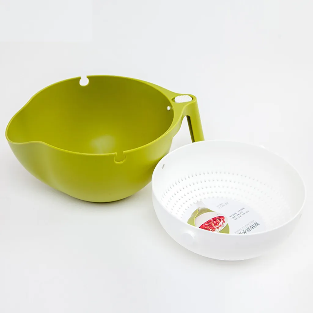 

Double Drain Basket Bowl Washing Kitchen Strainer Noodle Vegetable Fruit Storage Basket