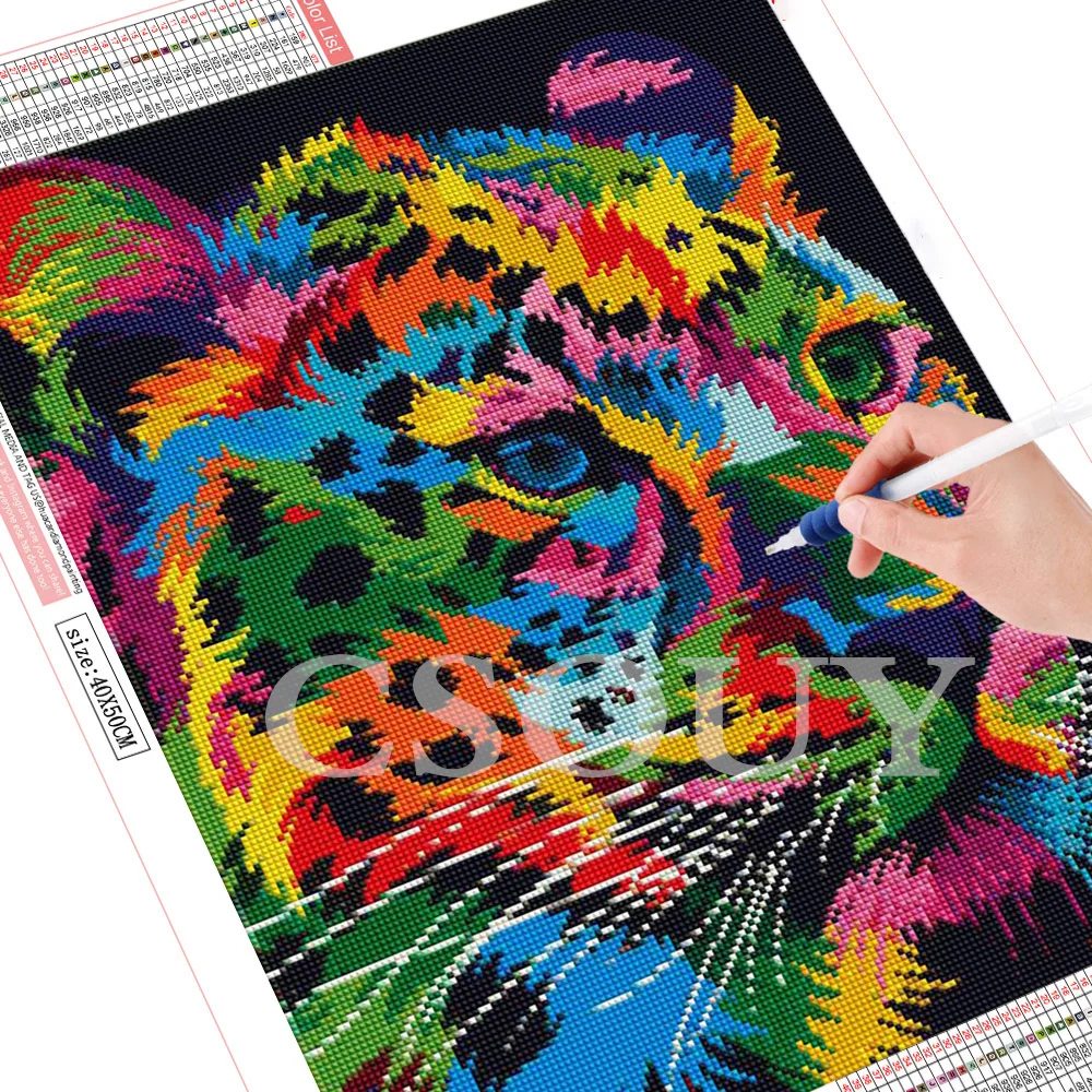 

Diy Diamond Painting Cross Stitch Color Leopard Full Resin Square Round 5D Diamond Embroidery Home Mosaic Needlework Rhinestones