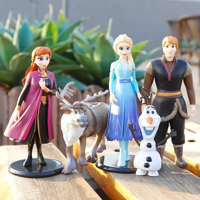 Disney Frozen 2 Elsa Anna Olaf Sven Figures Model Princess Elza Girls Doll Toy Set Preferred Gift For Children Kids Birthday