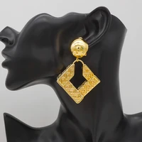 2021 new gold color earings for women multiple trendy round geometric drop statement earrings fashion party jewelry gift