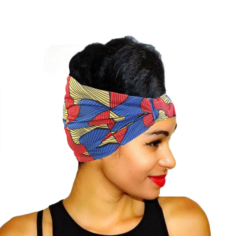 

African Print Hair Accessories for Girls Scrunchies Woman Knotted Turban Wrap Elastic Stretch Striped Headwear Head Scarf Ladies