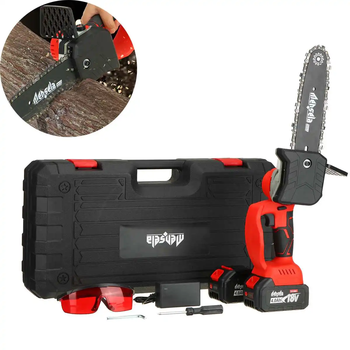 

8 Inch Electric Chainsaws 18000 rpm Cordless Brushless Saws for Tree Trimming Branch Wood Cutting Woodworking Tool with Battery