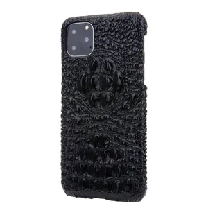 real leather 3d embossed crocodile pattern for iphone 11 11pro 11promax phone back cover feel comfortable protection lens free global shipping