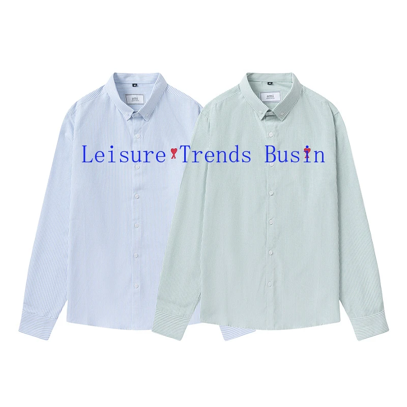 AMI Alexandre Mattiussi 2021 New Love Cardigan Long Sleeve Fresh Sweet Single Breasted Cotton Solid Color Men's And Women's Shir