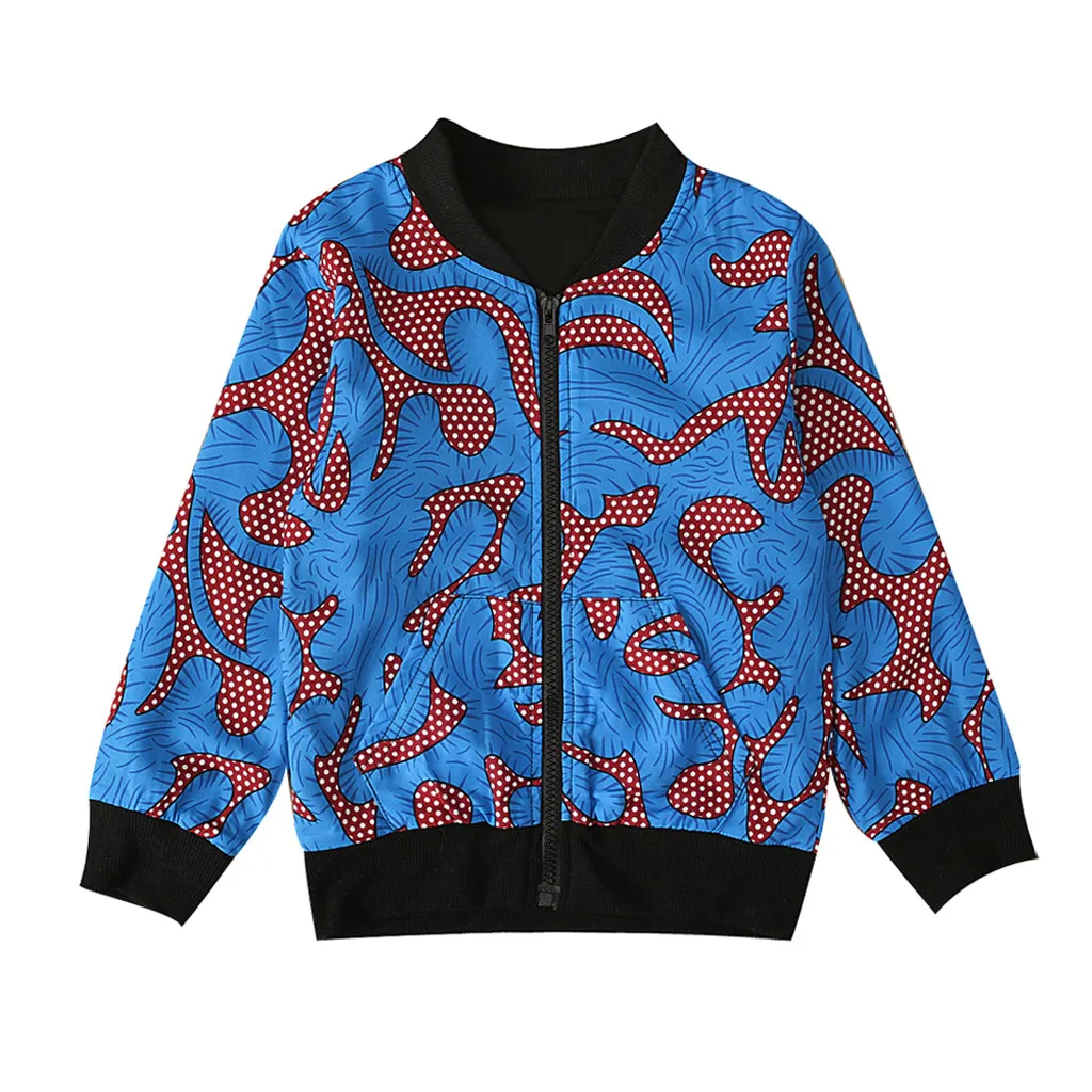 Dark Blue Повседневная куртка для маленьких мальчиков и девочек африканская Дашики, ветронепроницаемое пальто теплая верхняя одежда, куртки пальто с карманами на молнии пальто с длинными рукавами - Цвет: Dark Blue