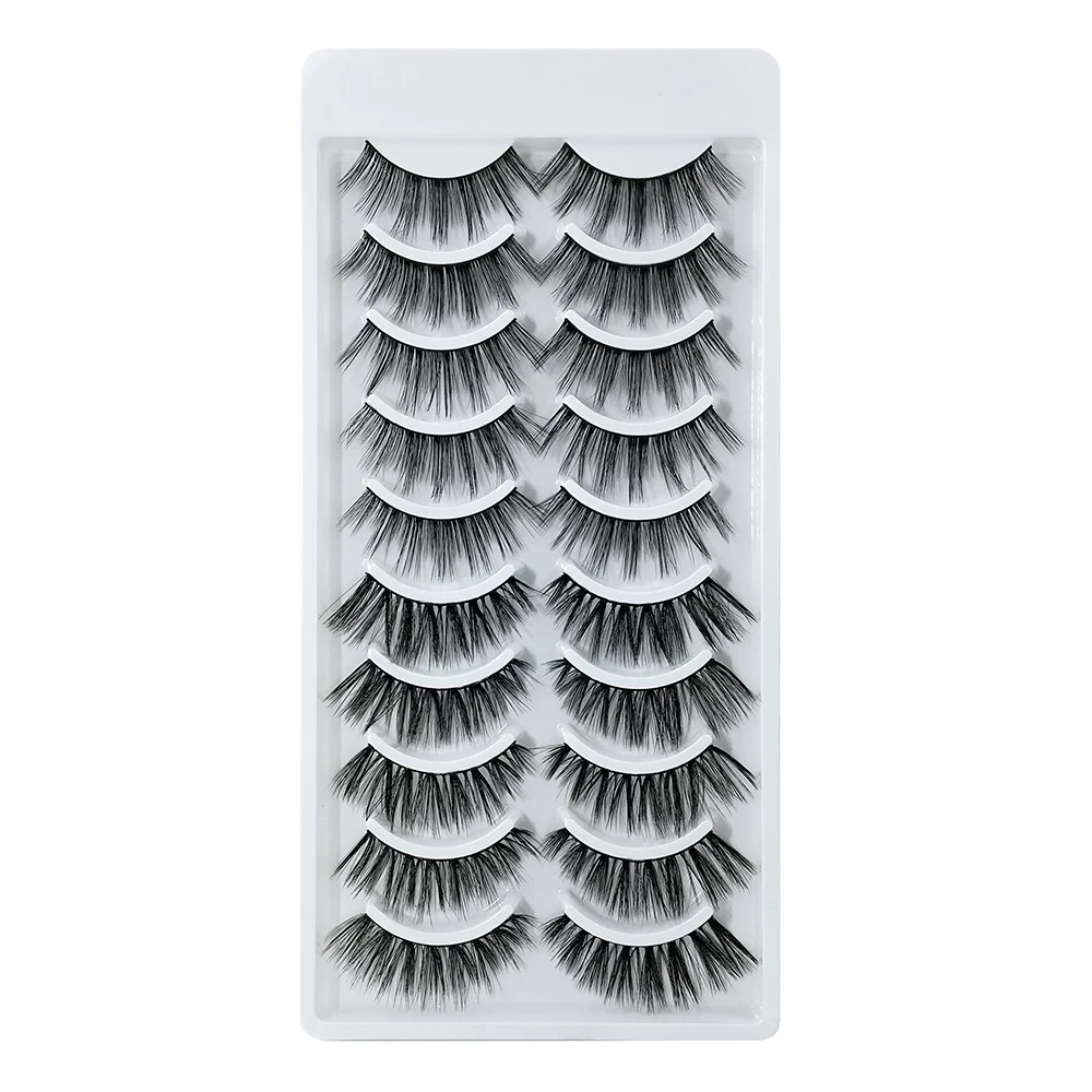 SD07 LADYLUNA 1/10Pair Handmade Mixed Wispy Fluffy Natural Thick Long 5D Mink Real Hair False Eyelashes Extension Beauty Makeup Kit - Цвет: SD07