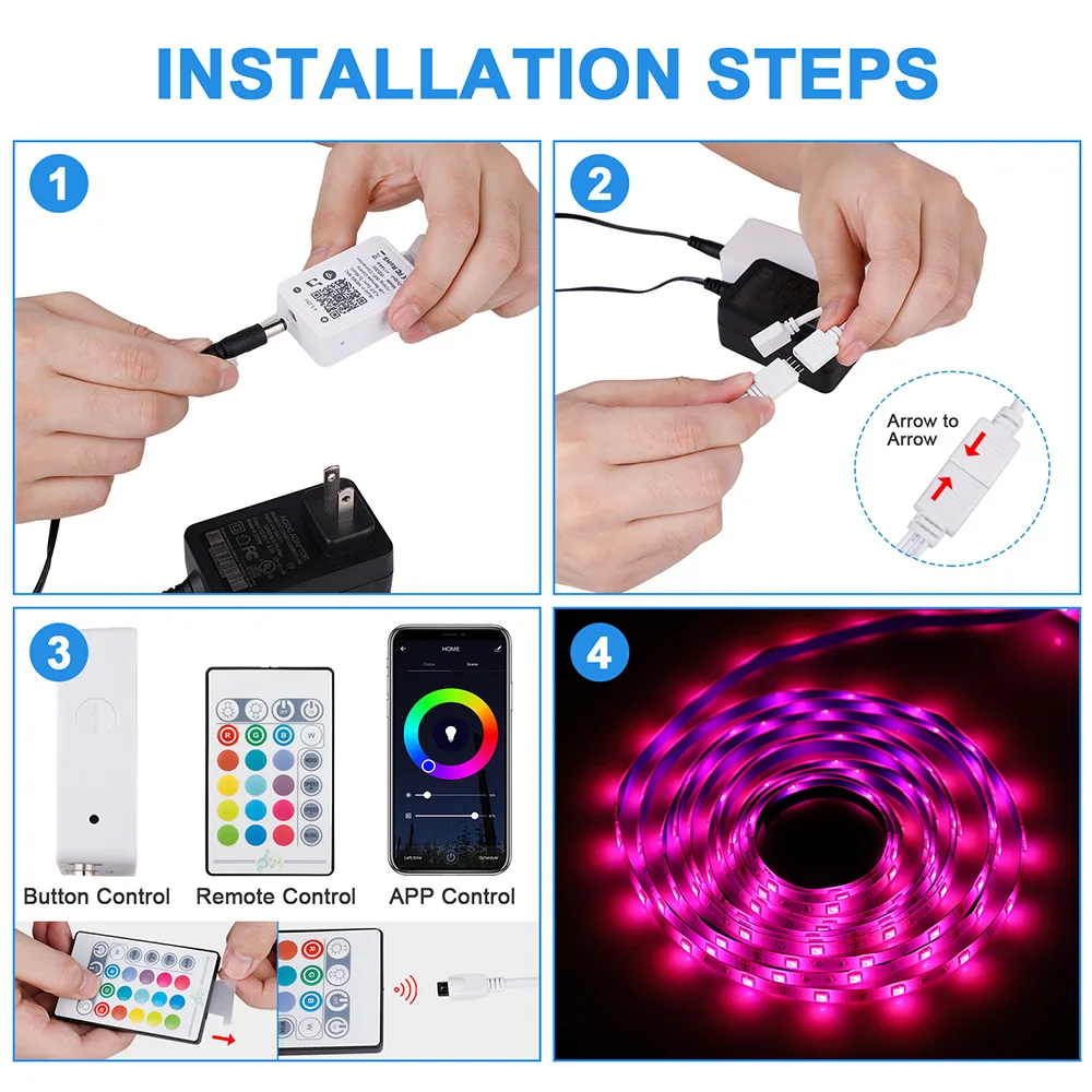 12V 30 светодиодный изменяемый RGB USB полосы Набор сделай сам гибкий светильник Wi Fi