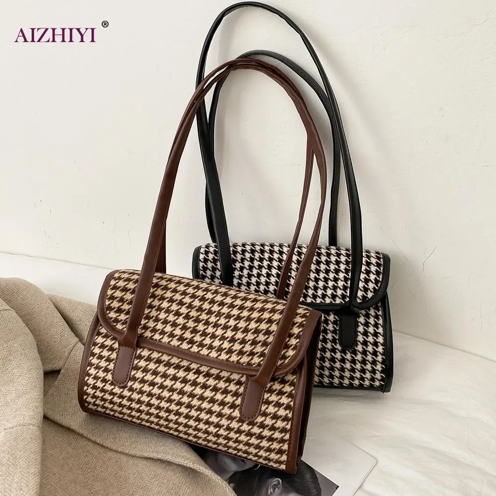 

PU Leather Flap Shoulder Bags Fashion Exquisite Shopping Bag Portable Plaid Women Messenger Satchel Retro Totes