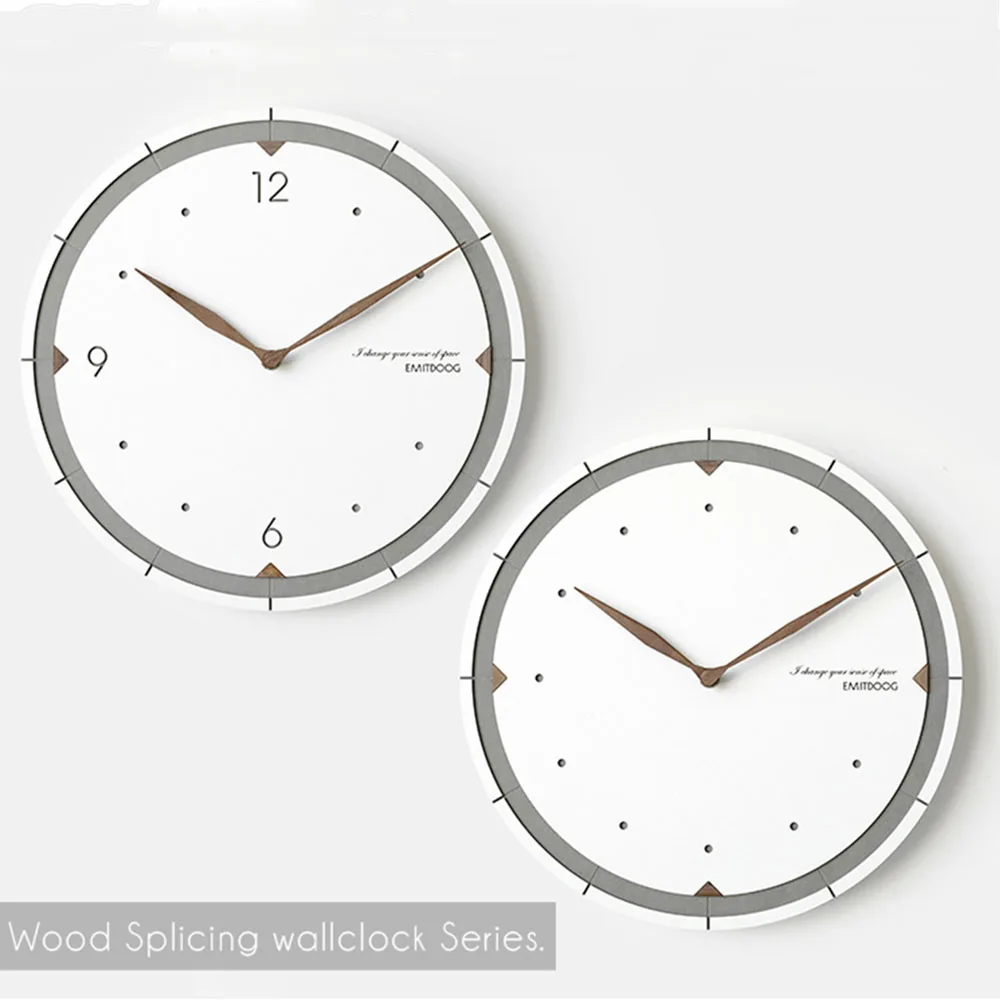 12 дюймовые настенные часы Современные простые домашние круглые деревянные