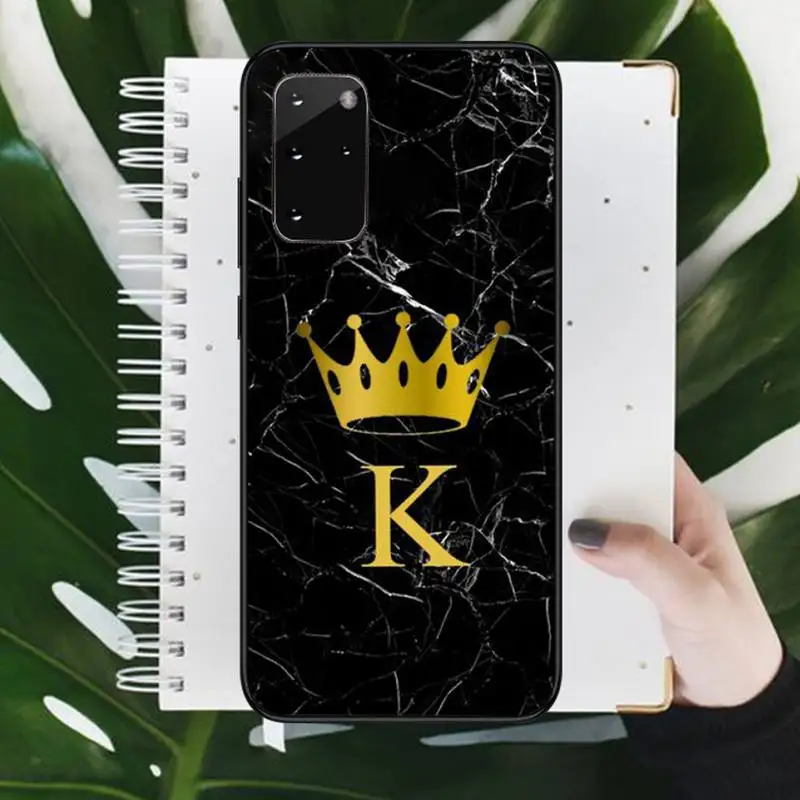 

Gold letter Crown marble Phone Case For Samsung galaxy S 9 10 20 A 10 21 30 31 40 50 51 71 s note 20 j 4 2018 plus shell