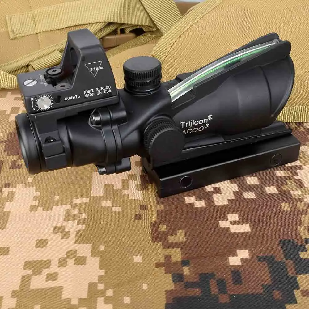 Acog 4x32 оптический прицел Cahevron сетка волокно зеленая подсветка оптический прицел с Rmr мини Красный точка зрения