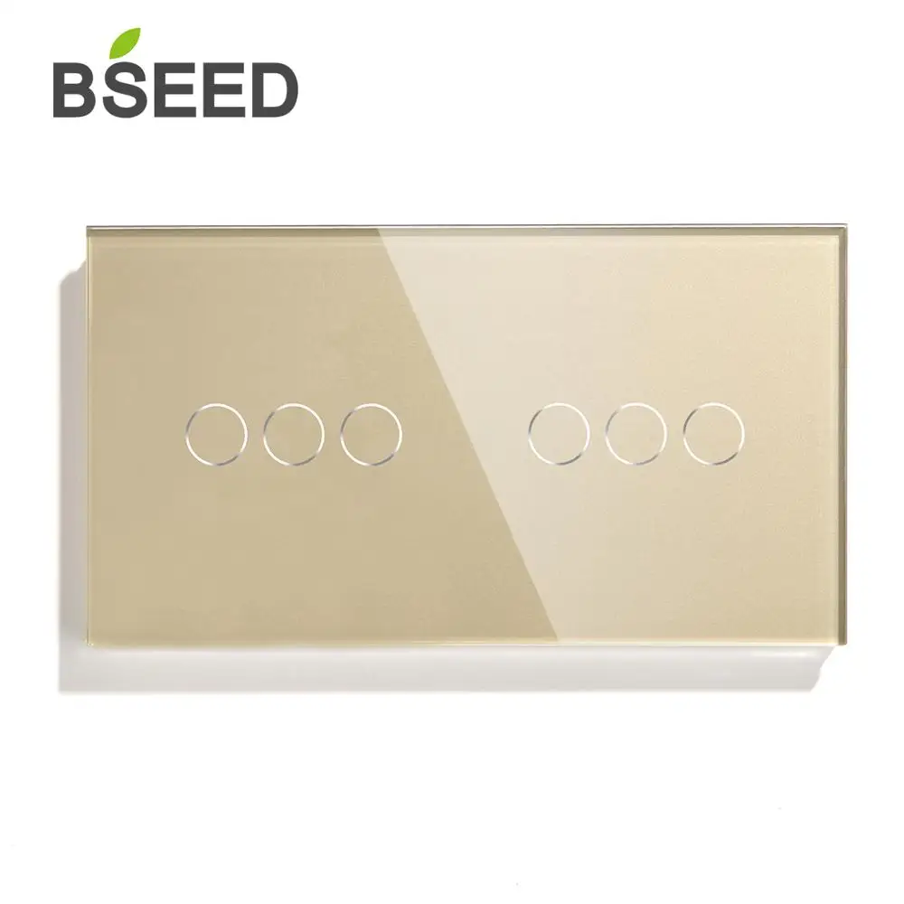 Bseed 6 местный 1 позиционный 2 Way роскошный настенный сенсорный выключатель Сенсор
