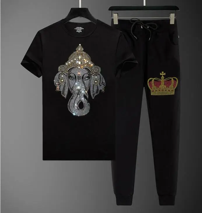 

Высококачественный летний мужской спортивный костюм, Новый Дизайнерский Костюм для бега, комплекты с топом со стразами, новый дизайн 2021, му...