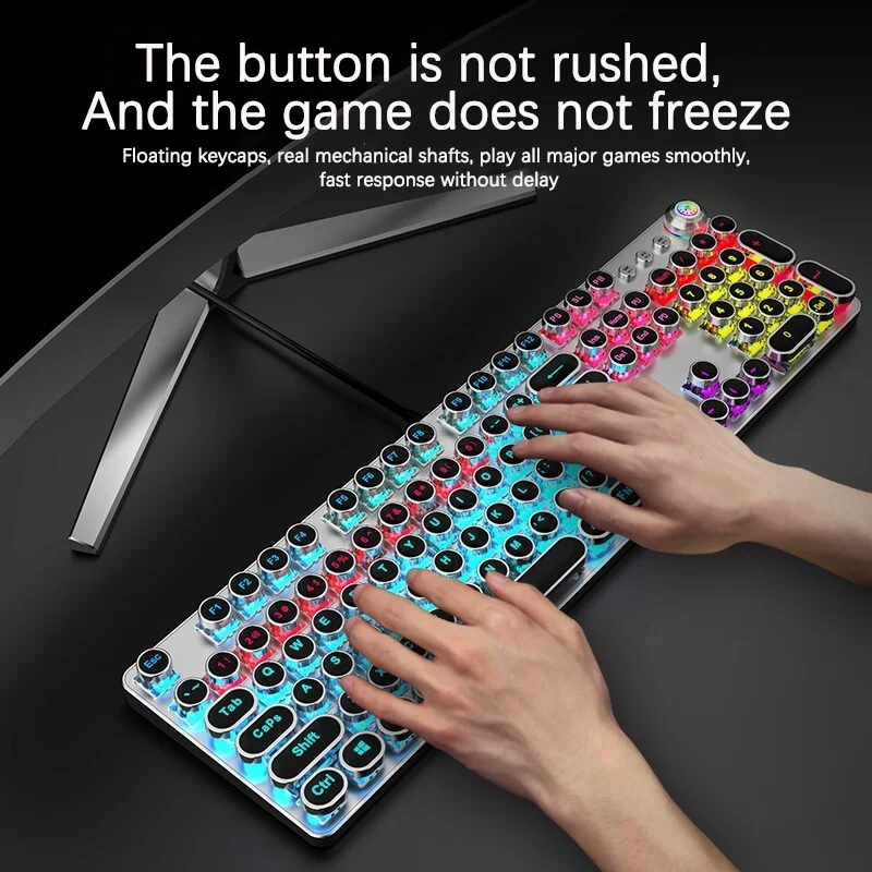 

Punk Version 104 keys Mechanical Keyboard USB Wired LED Backlit Axis Gaming Mechanical Keyboard For Desktop Upgraded Of The Knob