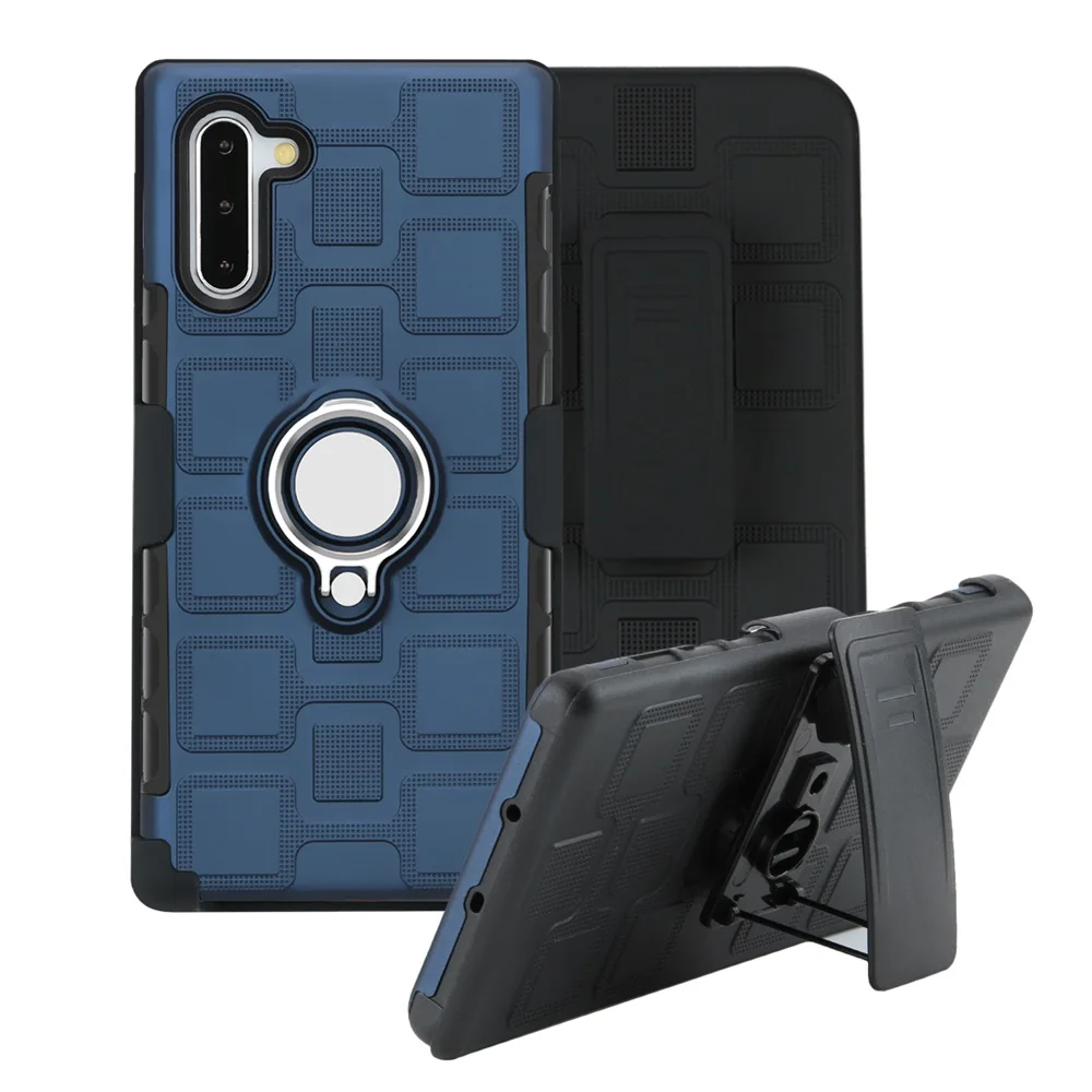 Сверхмощный Чехол-кобура для samsung Galaxy Note 10 Plus A40 A80 A90 Поворотный Зажим для ремня Силиконовый противоударный защитный чехол - Цвет: Royal Blue