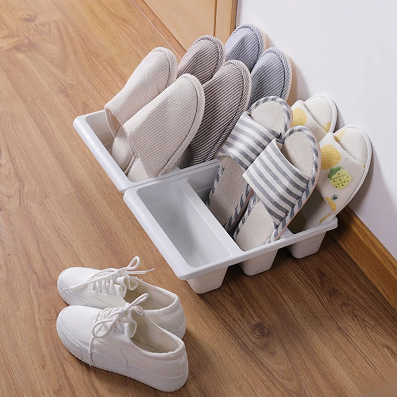 Three-grid Vertical PP Plastic Shoes Storage Boxes Simple Integrated High Capacity Slippers Shoe Bracket Racks Home Storage Box