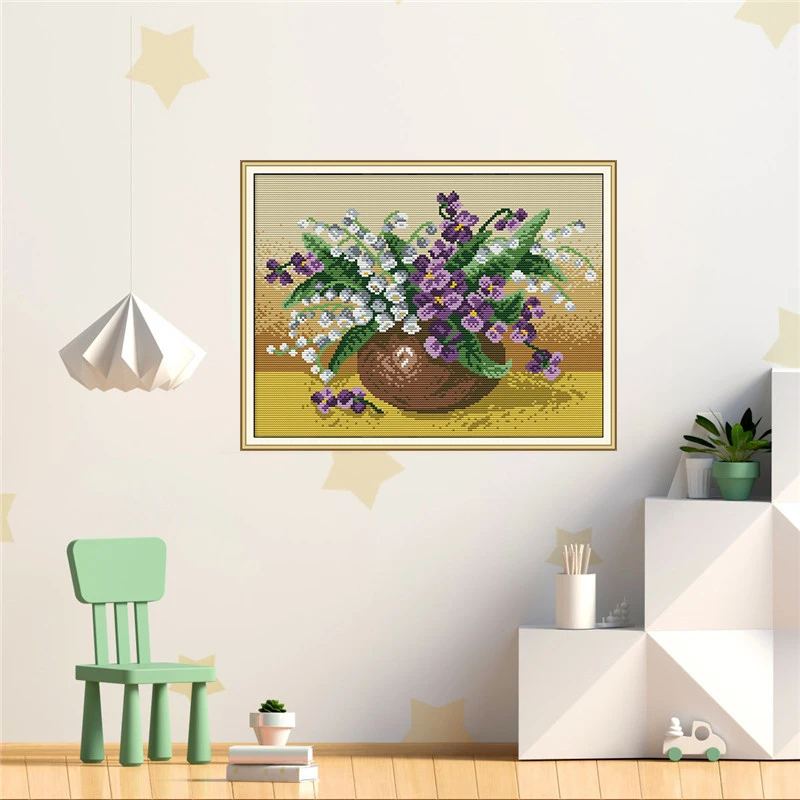 Joy Sunday Новый Набор для вышивки крестиком ваза рукоделия Lily Of The Valley 11/14 CT ручной