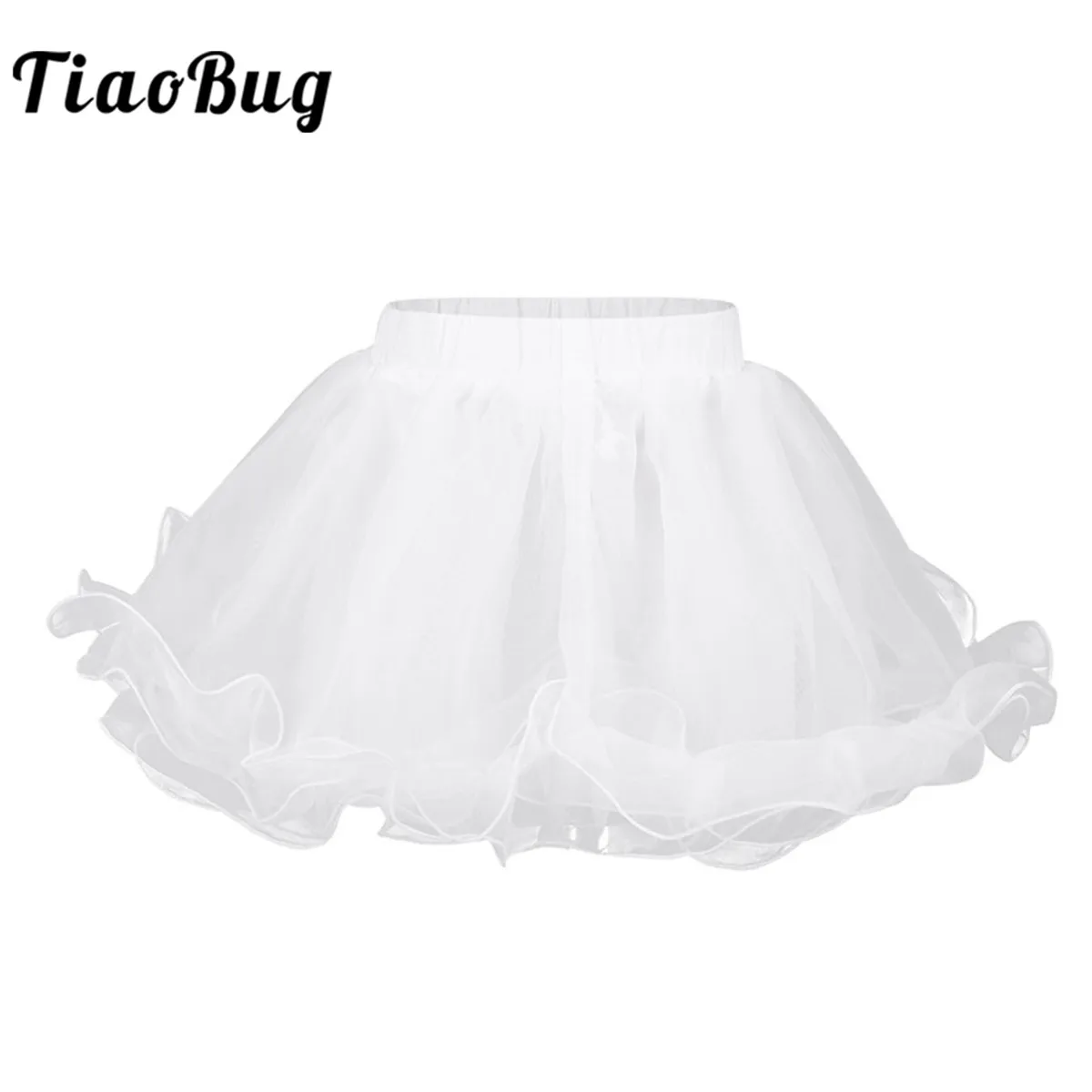 

Kids Flower Girl's Dress Petticoat 3 Layers Organza Underskirt White Crinoline Slip Ballet Skirt Tutu Wedding Petticoats No Hoop