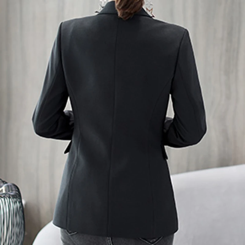 

Blazers Turn-down Collar Slim Solid Simple All-match Elegant OL Blazer Womens Notched Trendy Ladies Korean Style High Quality