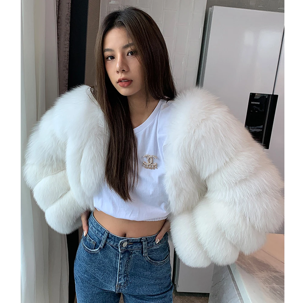 Winter Fashion Genuine Fox Fur Jacket for Women 2022 New Natural Whole Skin Real Fox Fur Coats Female Thick Warm Fur Overcoats enlarge